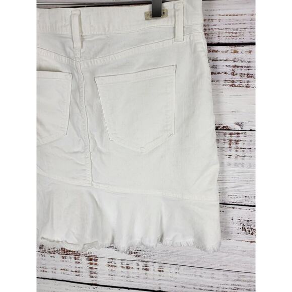 Principle Denim Mini Skirt 30 Womens White Raw Hem Boho Pockets Festival Bottom - Picture 5 of 6